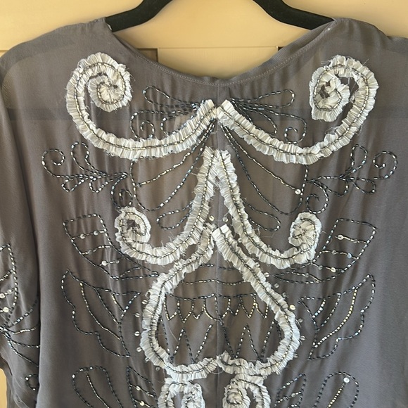 BKE Boutique Sz M Sheer Beaded Kimono Topper Whimsigoth Fairycore - Picture 2 of 8